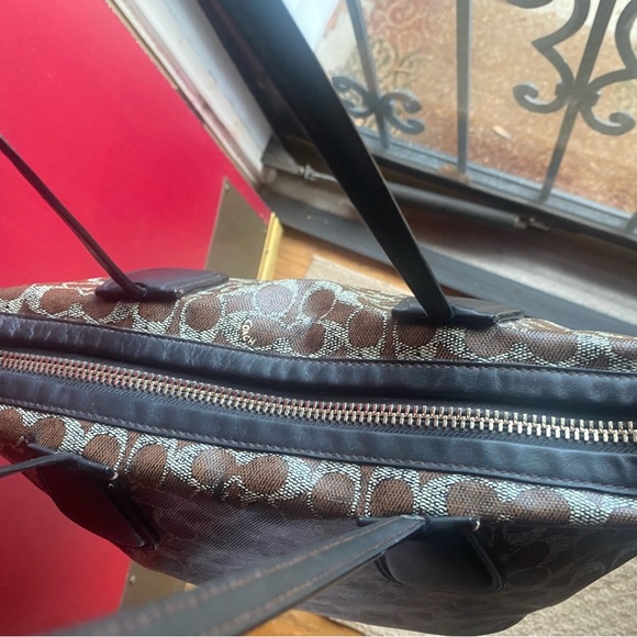 Coach Taxi Zip Tote Signature coated canvas Brown/grey with Leather Brown Trim - Picture 10 of 10